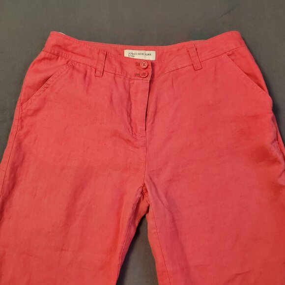 Jones New York Sport Dress Pants Size 6 Coral Pink Straight Leg Casual Mid Rise - Picture 3 of 13